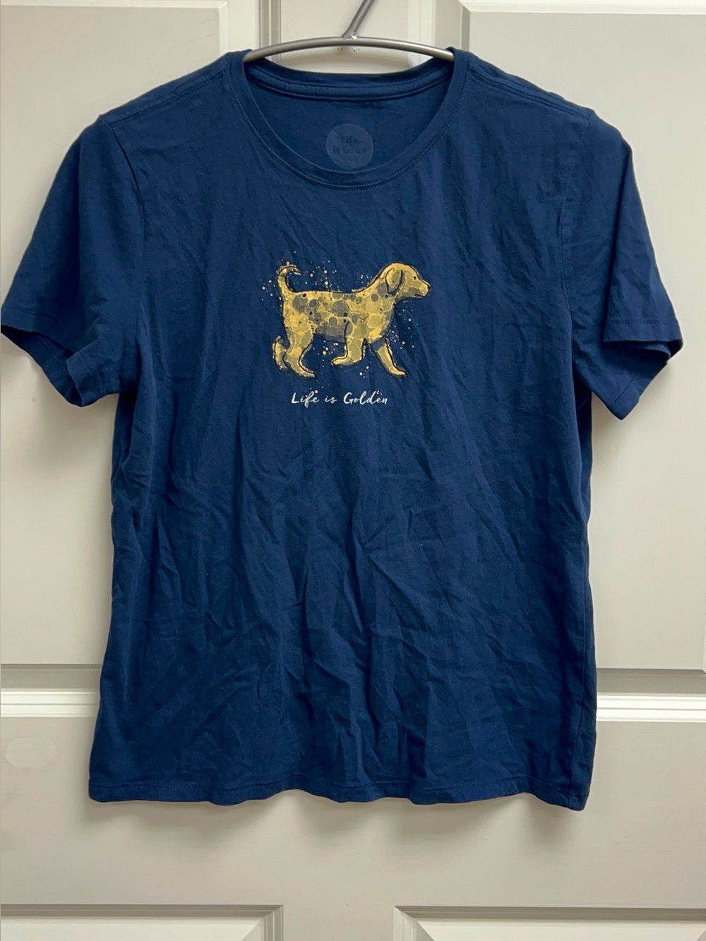 Life is Good Dark Blue Short-sleeve Crusher t-shirt “Life is Golden” Size Small